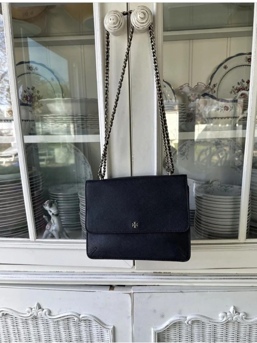 Tory Burch Emerson Envelope Adjustable Shoulder in Black Bag Purse Shoulder Bag